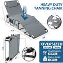 Tanning Chair with Face Hole, Adjustable Folding Chaise Lounge Chairs for Outside with Detachable Pillow & PocketPortable flat beach chairs for sunbathing, beach lawns camping (Deep Grey, Oversized)