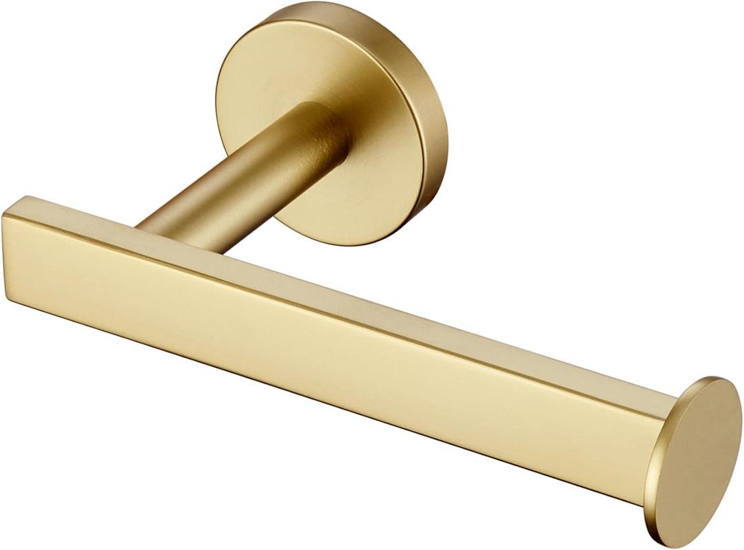 Toilet Paper Holder Brushed Gold Stainless Steel Toilet Roll Holder Wall Mounted Bathroom Hardware, 1 Pack AN2001GD