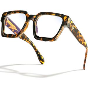 livho Oversized Blue Light Blocking Glasses for Woman and Men - Rectangle Fashion Glasses for Computer, Chic Preppy Frame (*Coco Tortoise)