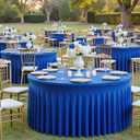 Htper 8 Pack Royal Blue Round Spandex Tablecloths for 60 inch Table, 120 inch Stretchy Fitted 5FT Round Table Cloths with Skirt for Wedding Birthday Party Dining Banquet
