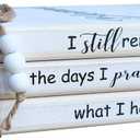 LIVDUCOT Wooden Decorative Books Stack for Coffee Table Faux Book Stack for Decoration I Still Remember The Days I Prayed Modern Farmhouse Decor White Book Decor for Shelf Mantle 7.5x5x3'