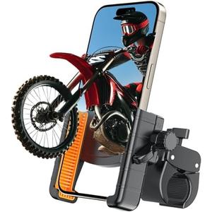 aLLreli Bike Phone Holder [Camera Friendly], 360° Clip-n-Lock Motorcycle Mount fits iPhone 16/15/14/13 and More Phone up to 3.3 inches Wide, Perfect for Bikes, Motorcycles and Scooters,Set of 2