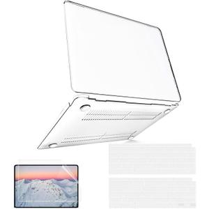 B BELK Compatible with MacBook Air 13 inch Case 2021 2020-2018 Release A2337 A2179 A1932, Laptop Hard Shell for MacBook Air M1 Case 13.3" + 2 Keyboard Cover + Screen Protector, Crystal Clear (Transparent)