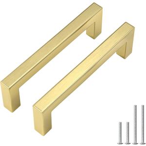 Goldenwarm 20 Pack 4 inch Brushed Gold Cabinet Pulls Gold Drawer Handles Brushed Brass Cabinet Pulls Dresser Handles Kitchen Hardware for Cabinets