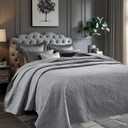 Sophia & William Bed Quilt Bedspread Coverlet - Reversible, Lightweight - Queen Size, Iron Grey
