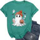 Women's Floral T-Shirts Graphic Loose Tees Sunflower Graphic Summer Short Sleeve Boho Casual Tops (Green, M)