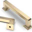 Asidrama 10 Pack 3.75 Inch (96 m) Brushed Brass Kitchen Cabinet Handles, Gold Cabinet Pulls Kitchen Cabinet Hardware Cupboard Handles Drawer Pulls