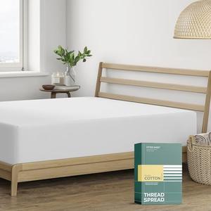 THREAD SPREAD 100% Organic Cotton Percale Weave Fitted Sheet King Size, Light Grey, 1 Deep Pocket King Fitted Sheet, Fits Mattress Upto 16" Crisp and Cool Bed Linen, Luxury GOTS Certified Sheets