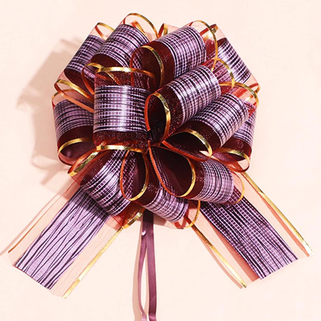 6PCS Large Pull Bows - Wedding, Party, Holiday & Occasion Gift Wrapping Bows (Blue, Brown)