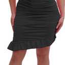 Women's Sleeveless Sexy Ruched Bodycon Midi Stretch Dress for Club Party Club with Back Zipper (Medium, Black)