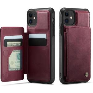 Vinich for iPhone 11 Wallet Case with Card Holder, RFID Blocking Credit Slots Kickstand Shockproof Phone Cover Fit for iPhone 11 6.1" Burgundy