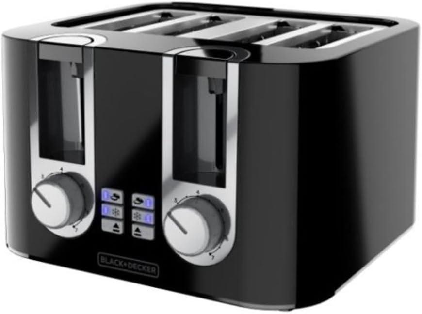 BLACK+DECKER 4-Slice Toaster, 7 Toast Shades, Removable Crumb Tray, Illuminated Bagel, Frozen and Cancel Functions