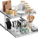 2-Tier Pull-Out Cabinet Organizer with Heavy-Duty Steel Frame, Full-Extension Sliding Shelves, Holds 100 lbs, Easy Install for Kitchen, Pantry & Under Sink Cabinets, 24" W x 21D x 16.5" H