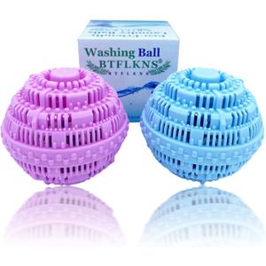 Laundry Balls Set, Eco-Friendly Super Washing Machine Laundry Ball, All Natural Washer Ball Laundry Detergent Alternative, Household Can Be Reused 2000 Washings(2pcs Balls, Pink,Blue)