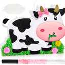 WERNNSAI Dairy Cow Piata - Farm Animal Party Game Cow Piata for Girls Birthday Party Decorations Kids Happy Party Favor Supplies with Bat Blindfold, Farm Theme Candy Toys Filler