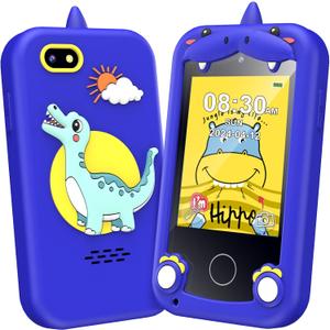 Kids Phone for Boys Girls, Touchscreen Toddler Smartphone Learning Toy, 3-10 Year Old Christmas Birthday Gift, Play Cell Phone With Camera, Games, Music, 8GB Card (Navy Blue)