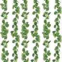 RECUTMS 6Pcs Artificial Monstera Leaf Vines, 5.9FT Faux Tropical Monstera Garland Fake Hanging Plant Ivy Palm Leave Greenery Vine for Garden Porch Patio Jungle Luau Party Birthday Indoor Outdoor Dcor