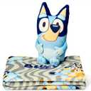 Bluey Throw & Plush Hugger Set, 50"x60" Silk Touch Blanket with 3D Character Pillow  Soft, Cozy Blanket for Kids and Toddlers