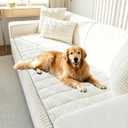 OTOB Couch Covers for 3 Cushion Sofa Pet Friendly, Plush Fuzzy Non Slip Sofa Covers Washable, Soft All Seasons Sofa Slipcovers Furniture Protector Dog Bed Mat (Cream, 27.6" x 82.7")