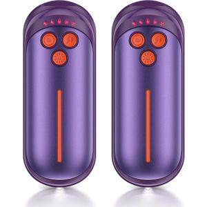 Rechargeable Hand Warmers 2 Pack, 6000mAh Electric Hand Warmer Rechargeable, 2 in 1 Portable Hand Warmers with AI Smart Chips, Outdoor, Hunting, Camping for Family for Christmas (Purple)