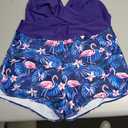 Women Tankini Swimsuits with Shorts - Two Piece Tummy Control Bathing Suits Top with Two Pockets Bottom Swimwear (X-Large, Flamingo)