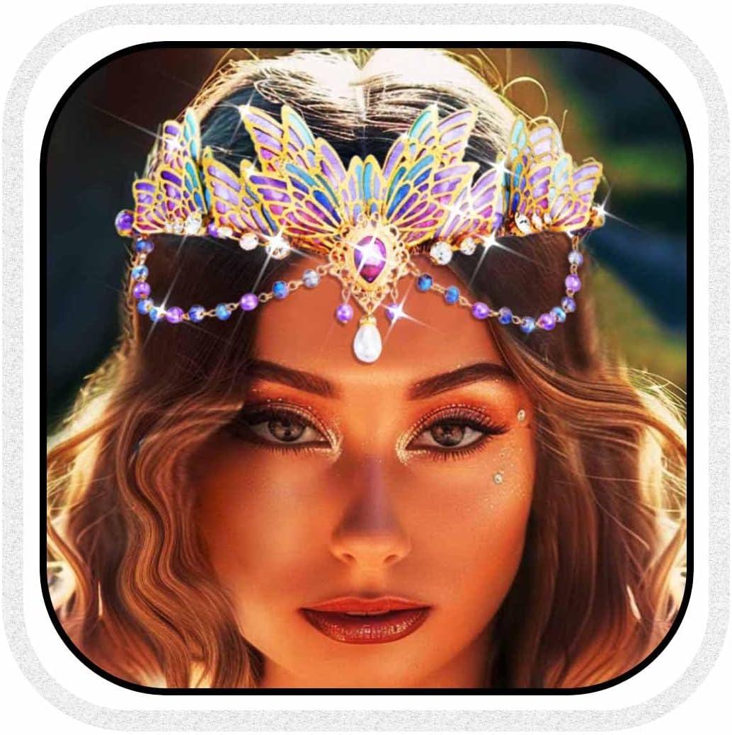 Yean Butterfly Tiaras Purple Fairy Crown Fairy Costume for Women
