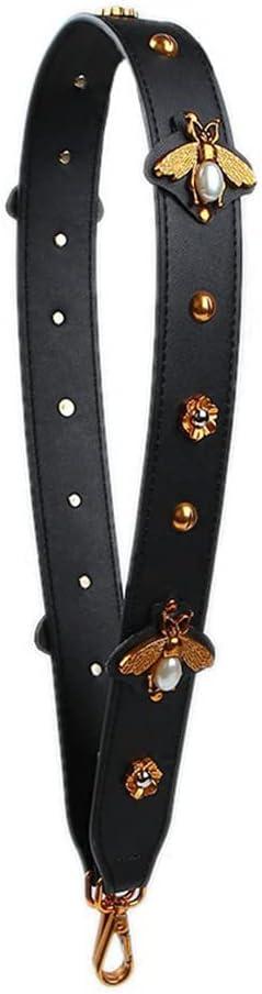 Purse Straps Replacement Crossbody Guitar Straps Luggage Straps for Women's Shoulder Handbags Rivets Black(Bee) (L: 90cm/35.43"; W: 4cm/1.57")