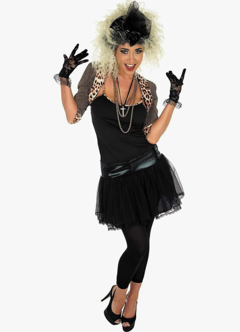 fun shack 80s Pop Star Costumes for Women, Vintage Pop Star Outfit, 80s Halloween Party Costume for Women, Size L