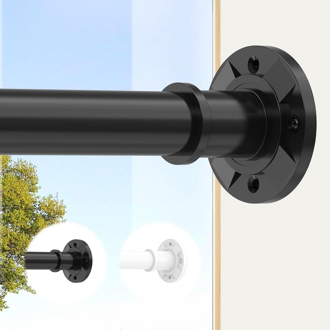 Tension Curtain Rod 31-88 inch Black Shower Curtain Rods for Bathroom Adjustable Curtain Rods No Drilling for Windows Spring Rod for Closet Tension Or Screw Mount Easy Install Non Slip, No Rust