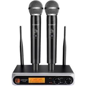 Wireless Microphone System, Dual UHF Handheld Microphones, 200ft Long Range, Plug & Play, Cordless Microphone for Singing, Karaoke, DJ, Church, Wedding, Home KTV (KA-328)