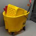Rubbermaid Commercial Products WaveBrake 35 Qt. Side-Press Mop Bucket and Wringer Combo on Wheels Yellow for Professional/Industrial/Business Heavy-Duty Floor Cleaning/Mopping