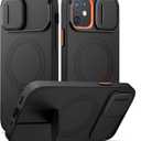 SURITCH for iPhone 12/12 Pro Case with Magnetic Camera Slide Cover and Adjustable Kickstand, Compatible with MagSafe, Shockproof Bumper Case Slim Protective Cover for iPhone 12/12 Pro 6.1 Inch, Black | 6.1 Inch