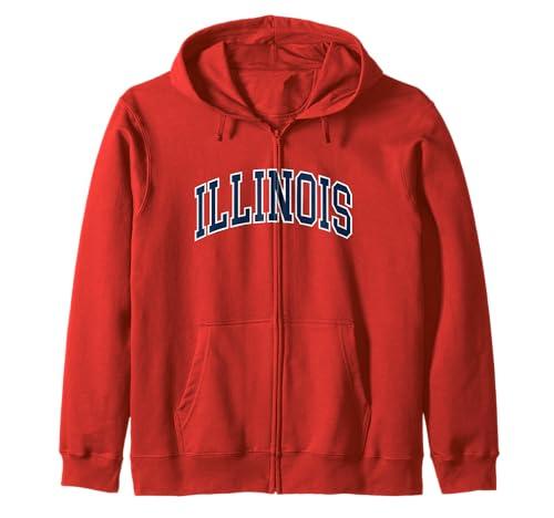 Retro Illinois Tee Vintage Illinois Orange Blue Throwback IL Zip Hoodie Size M