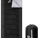 Sportneer Sleeping Bags for Adults, Warm & Cold Weather Sleeping Bag for Adults Kids Boys Girls - Lightweight Compact Camping Gear Equipment, Traveling, Backpacking, Hiking (87"x33.5", Black)