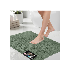 GORILLA GRIP Bath Rug Mat, Thick Soft Absorbent Chenille, Quick Dry Microfiber Mats, Rubber Backing Machine Washable Shower Floor Rugs, Bathmat Runner, Bathroom Home Decor Accessories 24x17 Sage Green