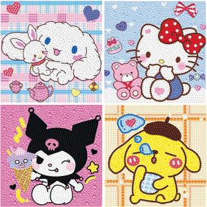 Diamond Art Kits for Kids Ages 8-12, 4 Pcs Cartoon Diamond Painting Mosaic Kits for Girls and Boys, Full Drill Crystal Art Kits for Home Wall Decor, 6" x 6" Anime Themed DIY Craft Gifts for Children