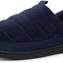 EverFoams Men's Quilted Slippers Soft Comfy Corduroy Closed-back Indoor Outdoor Memory Foam House Shoes, 11-12