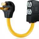 Tellegloww 1.8 FT 220 to 110 Adapter NEMA 10-50P to 4X 5-20R/15R with 20 Amp Circuit Breaker, 220/250V Electrical Stove/Range/Oven Male Plug Gas 110/125V Power Convert Adapter