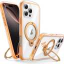 Magnetic for iPhone 16 Pro Case with Stand [Compatible with MagSafe][360° Rotatable Ring Holder Kickstand][Military Grade Protection] Airbag Shockproof Case for i Phone 16Pro 6.3 Inch, Orange