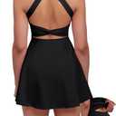 gofiep Womens Tennis Golf Dress with Open-Back Waistband Shorts Pockets Workout Athletic Dresses, S