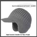 JHDESSLY Knit Beanies with Visor & Earflaps for Men and Women, Winter Hats Fleece Lined Hat Stocking Caps Soft Warm Headwear