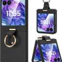 Caka for Motorola Razr 2024/2025 Case [NOT for Plus or Ultra], with Finger Ring Holder & Built-in Screen Protector, Slim Thin Shockproof Protective Phone Cover for Moto Razr 2024 & 2025 - Black