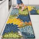 Arenarug Kitchen Mats for Floor 2PCS Cushioned Anti Fatigue Kitchen Mats Waterproof Non Slip Kitchen Mat Rug Set Comfort Foam Standing Mat for Sink, Laundry, Office, 24"x39"+24"x59", Yellow Green, 24"x39"+24"x59"-0.4 Inch