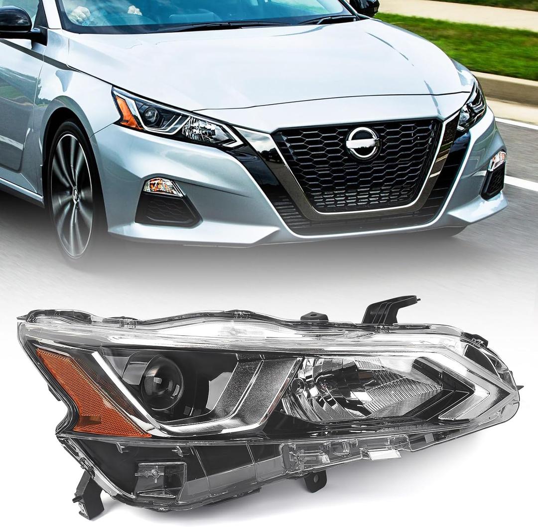 Huray Halogen Headlight Assembly Fit for Nissan Altima 2019-2022 RH Projector Headlamp w/o Bulbs OE Style Replacement for NI2503265 Right Passenger Side (RH(Passenger Side))