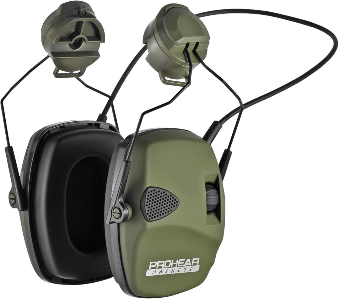 PROHEAR Electronic Shooting Ear Protection Muffs (Arc Rail Adapter for Helmet - Green)