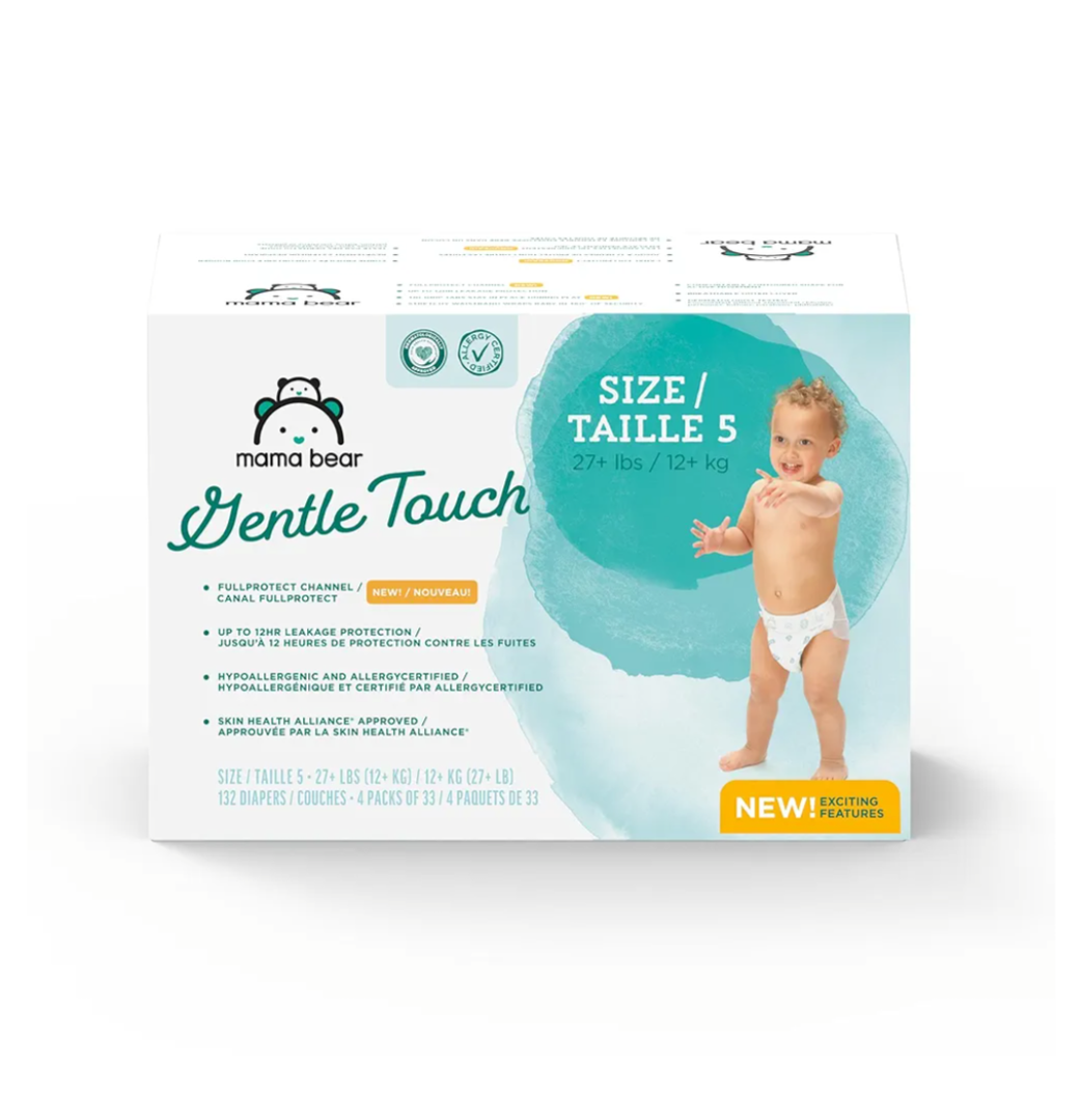 Amazon Brand - Mama Bear Gentle Touch Diapers, Size 5, 132 Count (4 packs of 33