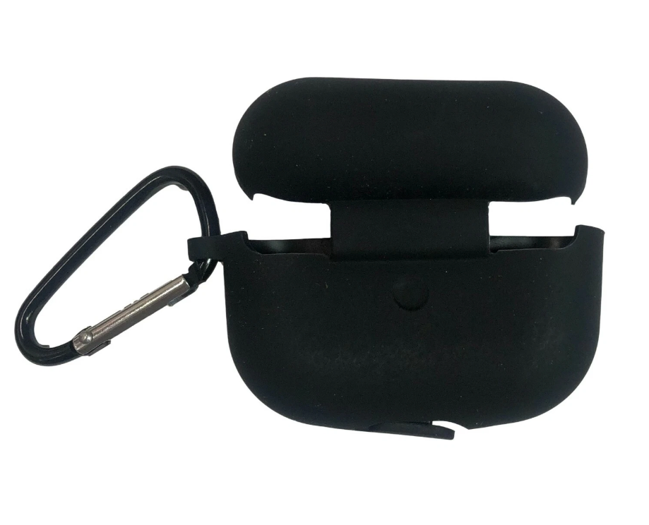  Apple Air Pod PRO Silicone Case Protective Cover, Carabiner Clip - Black