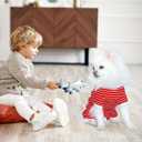 TONY HOBY Dog Pajamas 4 Legged Pet Clothes with Waffle Stripes, Dog Jumpsuit Pajamas for Medium Small Dogs (Red, Girl, XL)