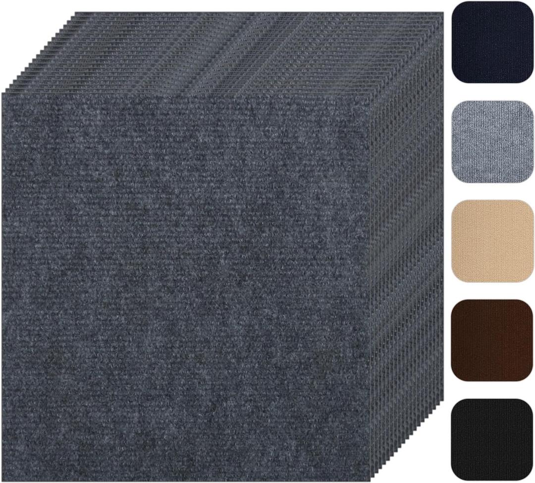 24x24 Peel and Stick Carpet Tiles for Floor, 10 Pcs | Non-Slip Self Adhesive Carpet Squares Tiles DIY Installation for Living Room Bedroom