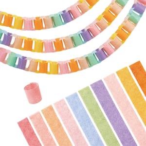 300 Sheets Felt Chain Strip with Glue, Reusable Paper Chain 2.36 x 8 Inch Colorful Garland Strip for Birthday Party Home Decorations DIY Crafts Supplies (Fresh Color)